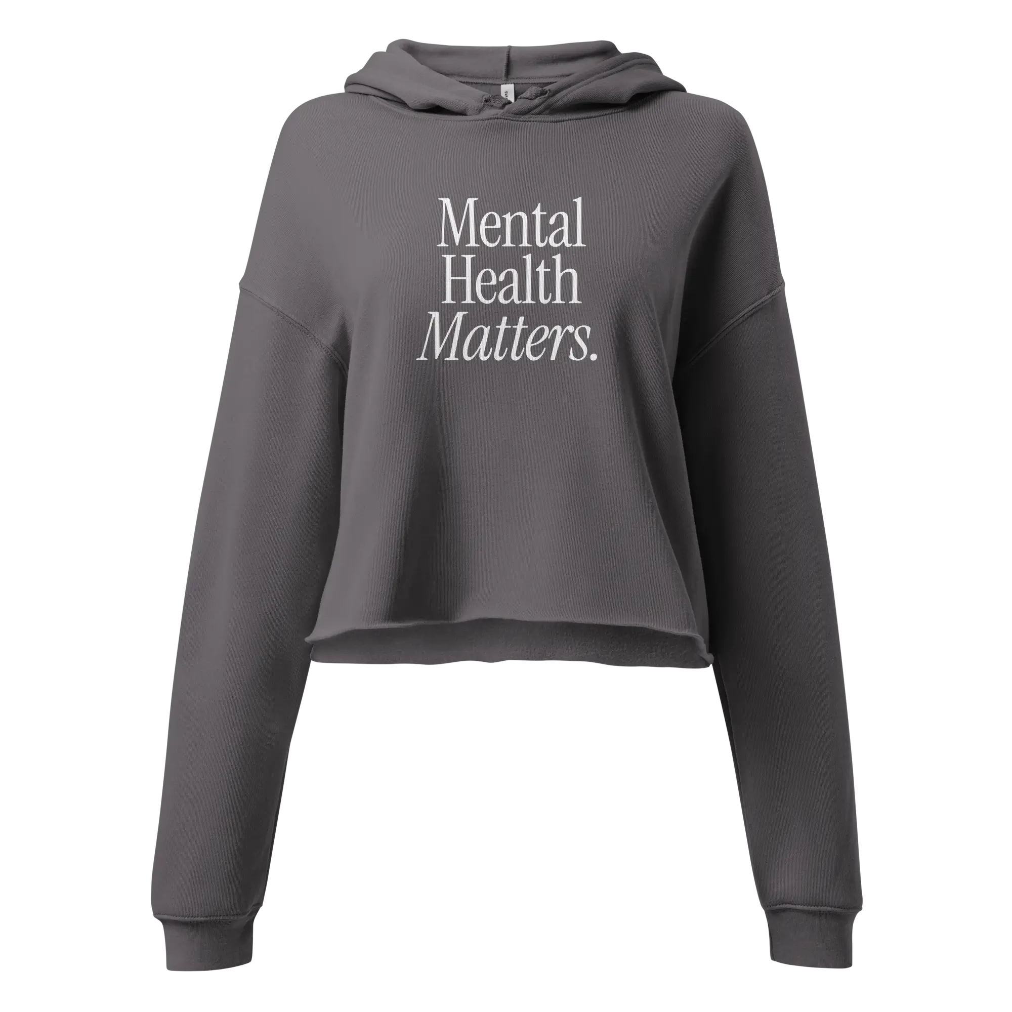 mental health matters gray cropped hoodie
