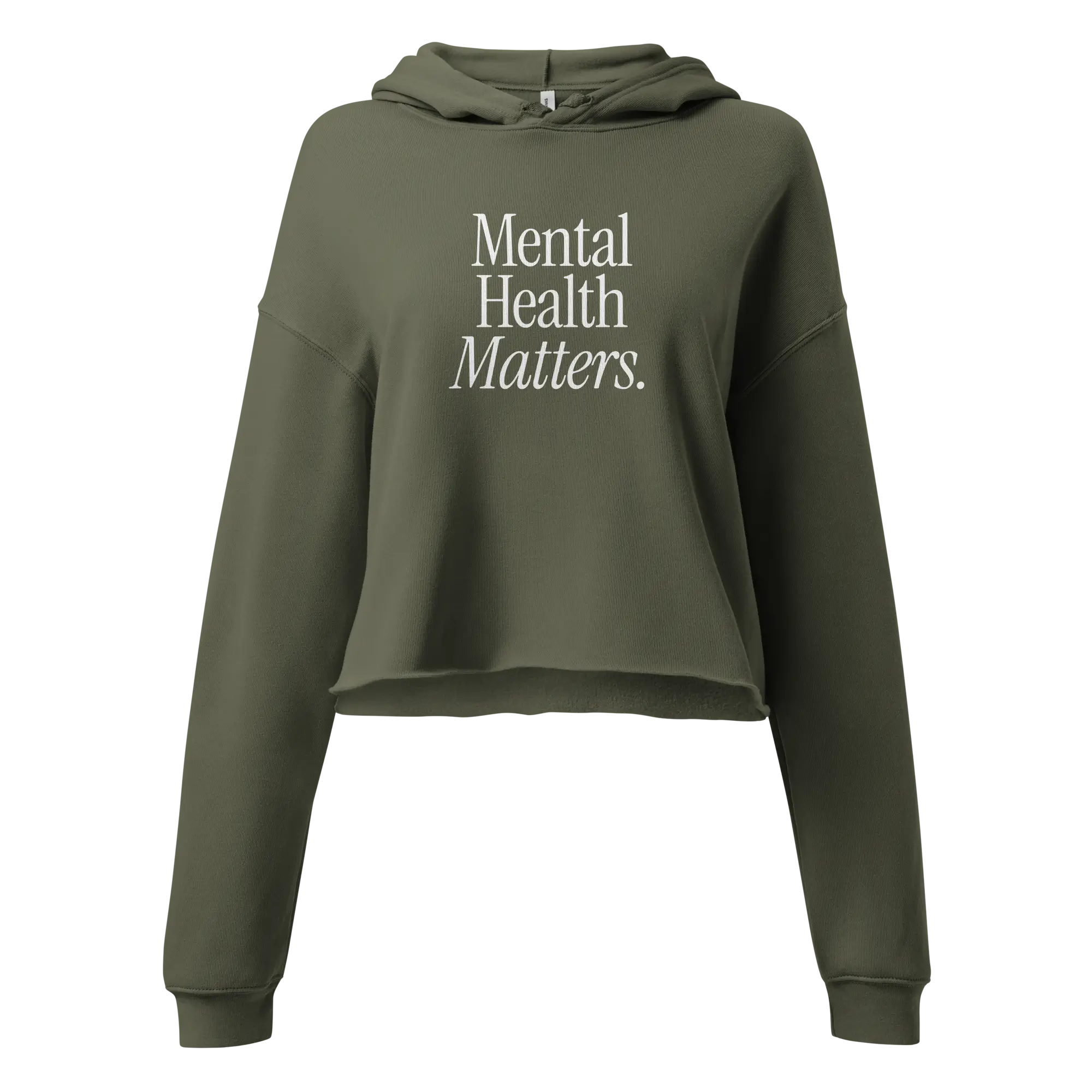 mental health matters green cropped hoodie