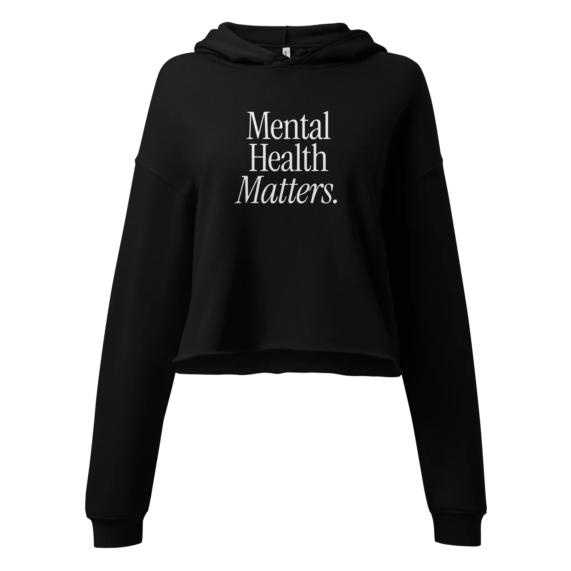 mental health matters black cropped hoodie