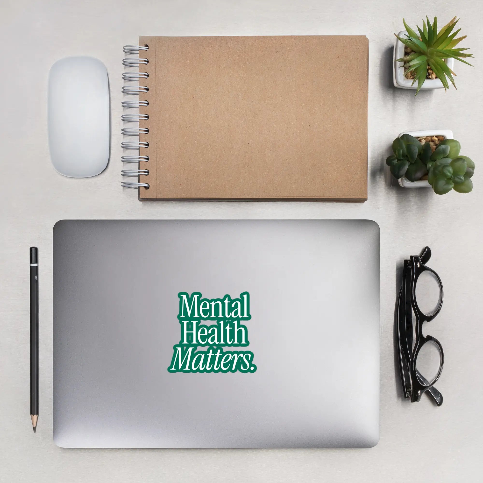 mental health matters sticker on laptop